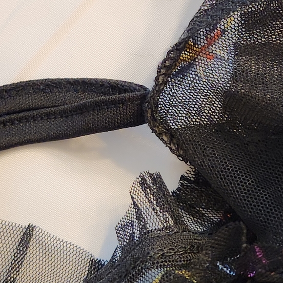 Art Class Black Sheer Layered Embroidered Floral Dress | Girls Size M 7/8 - Picture 7 of 10